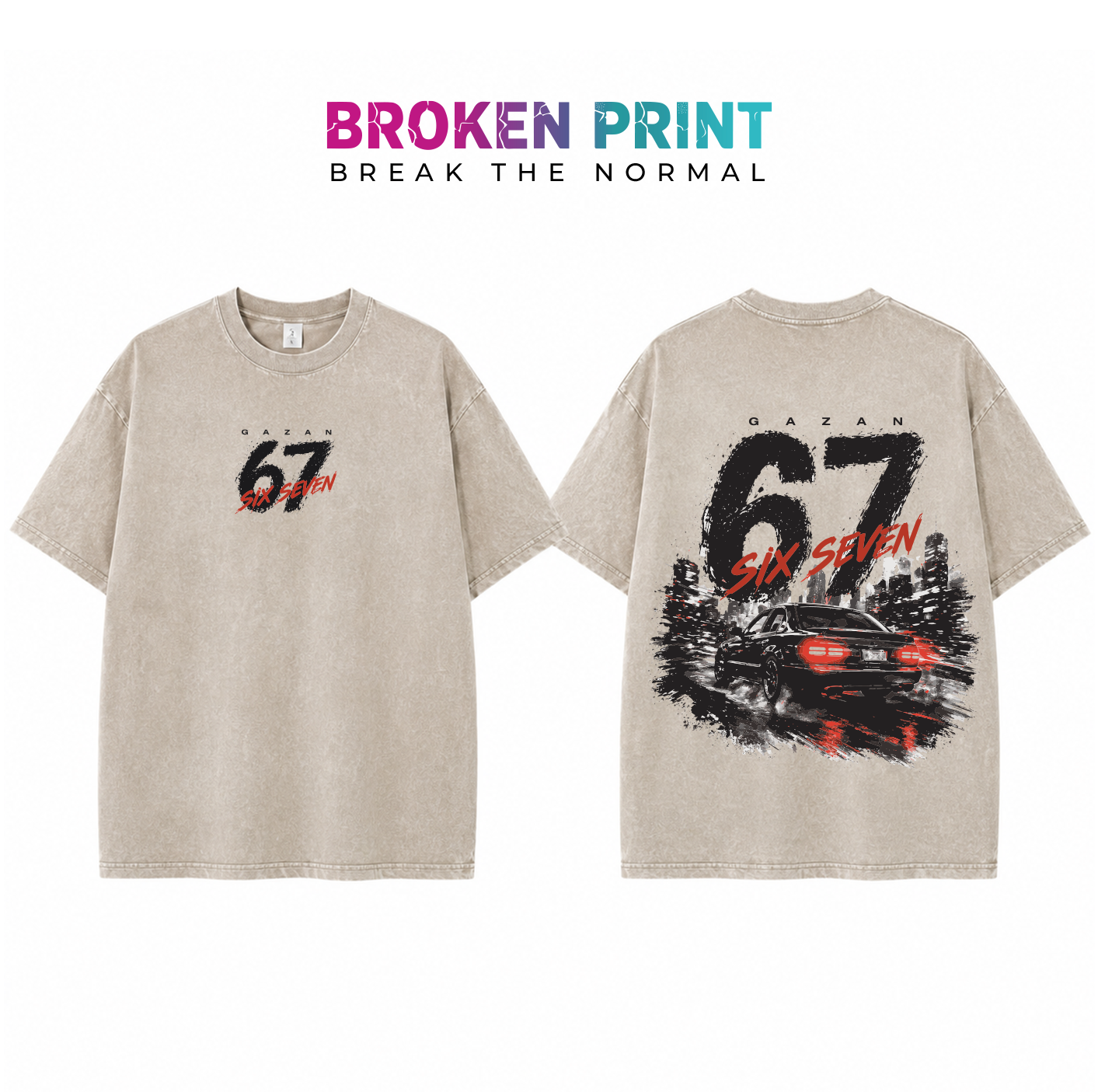 67 Six Seven Washed Tee  Premium Cotton
