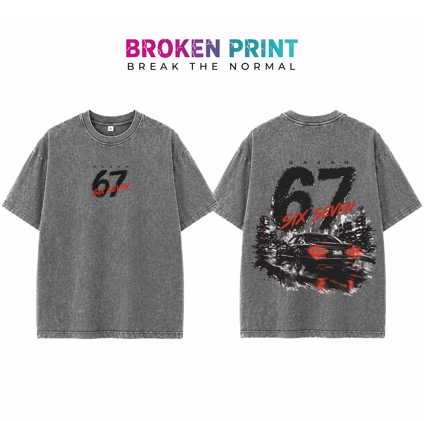 67 Six Seven Washed Tee  Premium Cotton