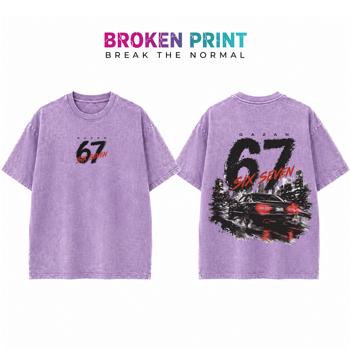 67 Six Seven Oversized T-Shirt – Broken Print